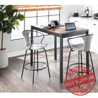 Lumisource B26-WACO BKGY Waco Industrial Counter Stool with Black Metal and Grey Wood.